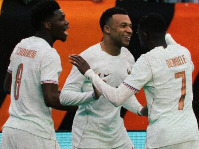 Équipe de France après une victoire contre le Brésil