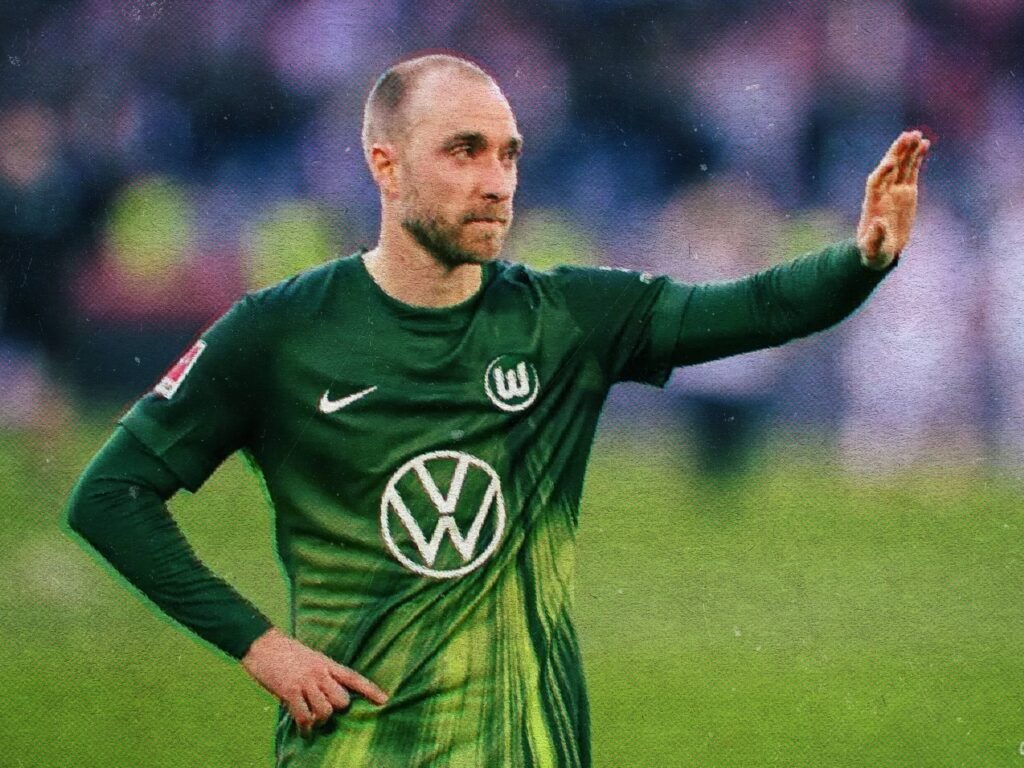 Christian Eriksen sous les couleurs de Wolfsburg avant son départ du club.