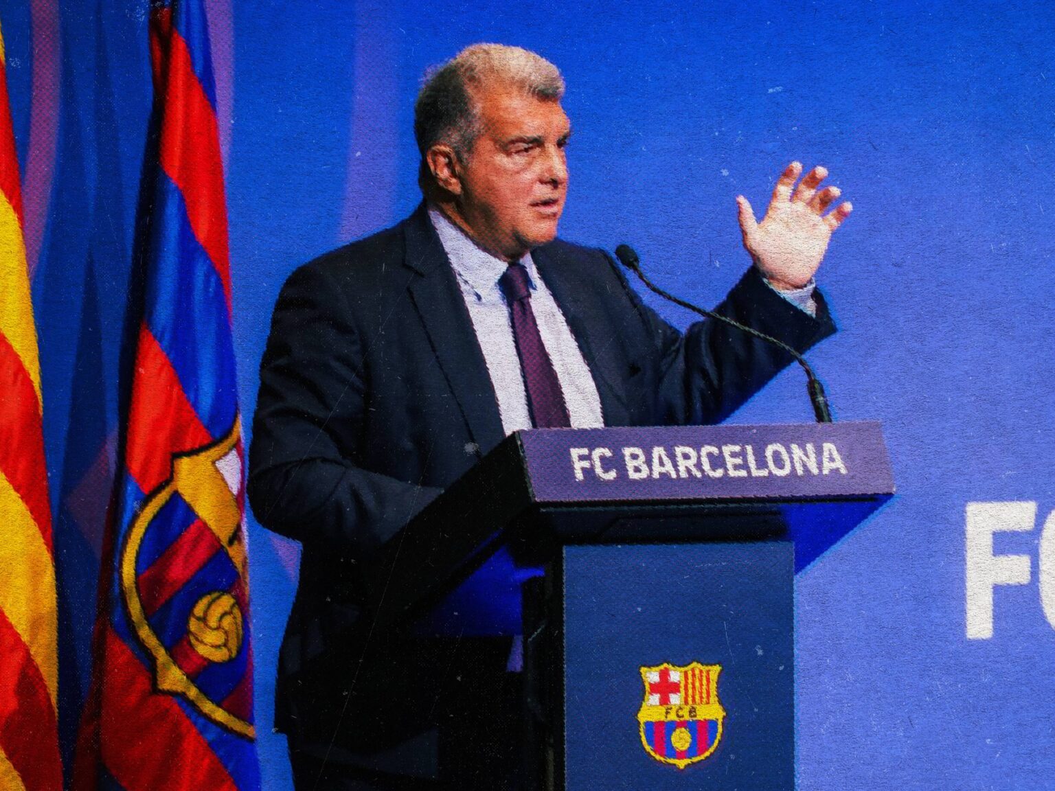 Le logo du FC Barcelone dans le contexte de la sanction faisant suite à une plainte de l’Atlético de Madrid.