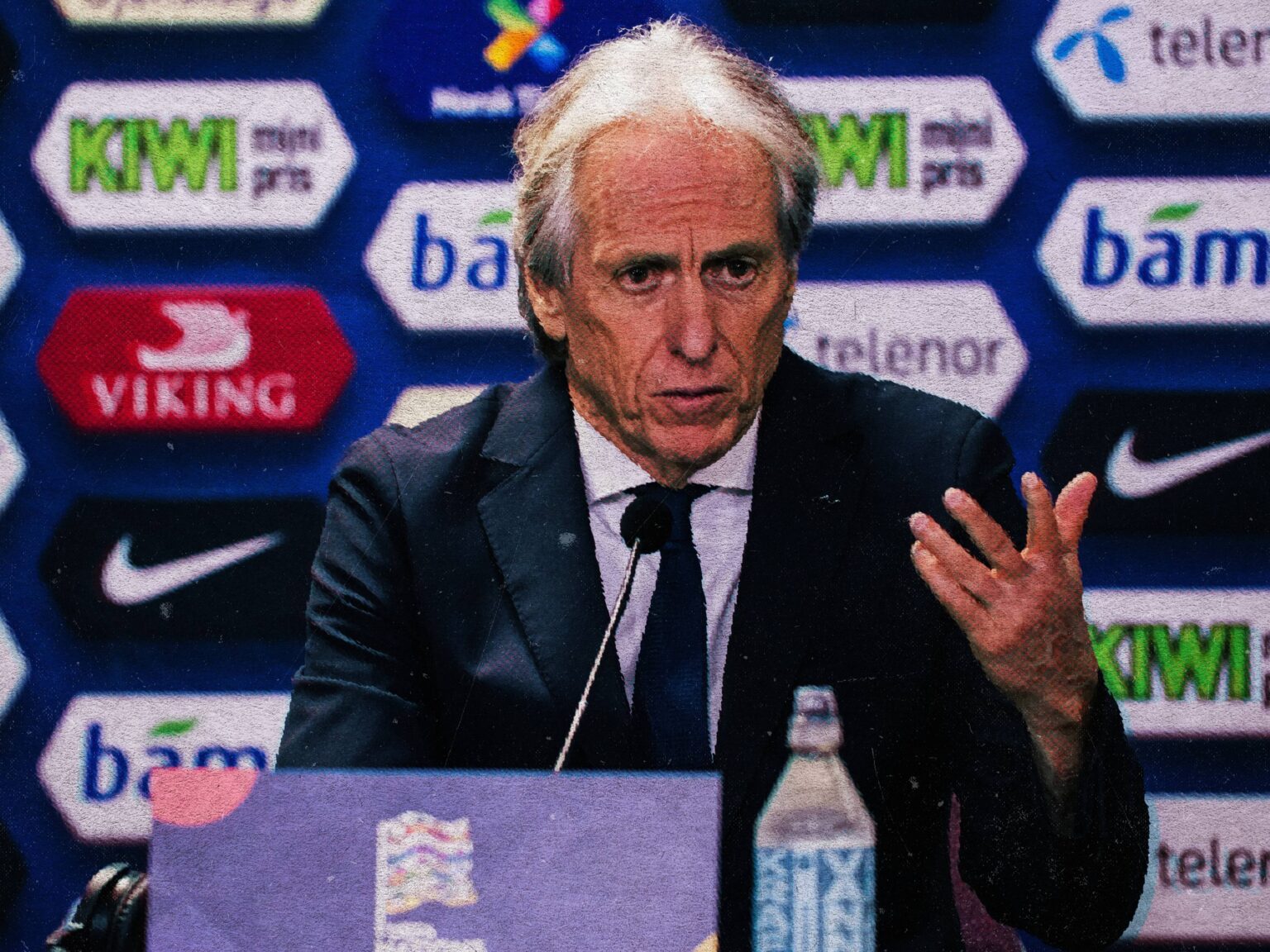 Jorge Jesus lors d’une conférence de presse avec le Portugal.