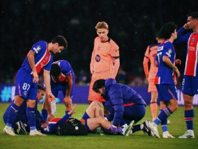 Khvicha Kvaratskhelia, Ousmane Dembélé et Marquinhos sous les couleurs du PSG.